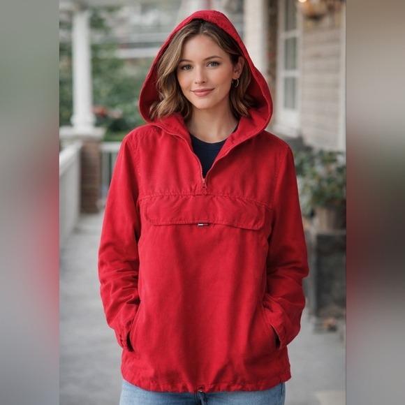 Tommy Hilfiger Jackets & Blazers - VINTAGE Tommy Hilfiger Tommy 90's/Y2K Red Anorak Jacket Size XS Hooded Zipper